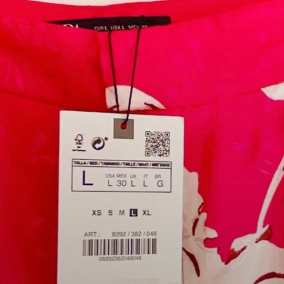 ZARA NEW WOMAN FLORAL PRINTED CROPPED TROUSERS PANT SIZE L NWT - Picture 2 of 11